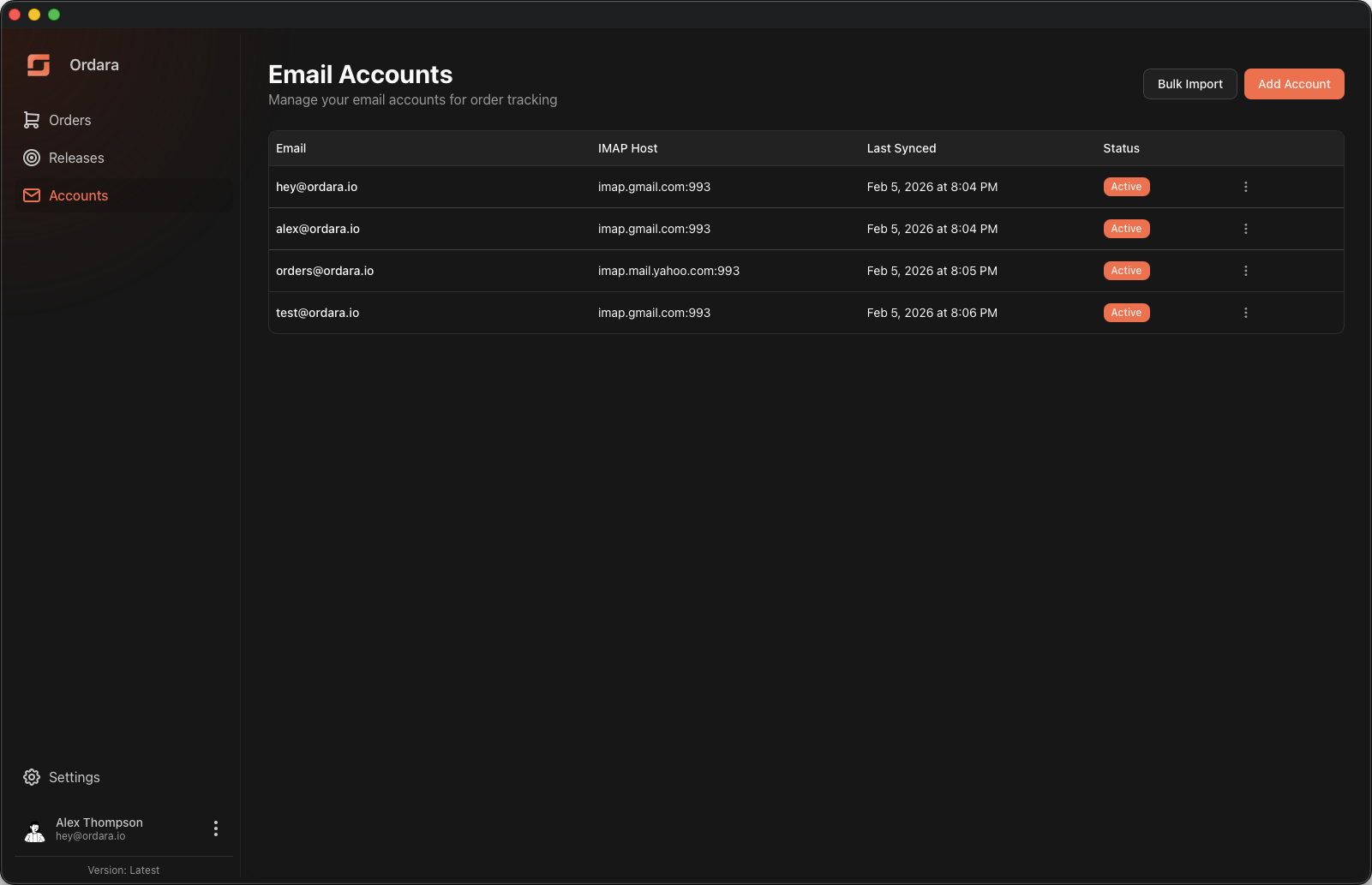 Email accounts