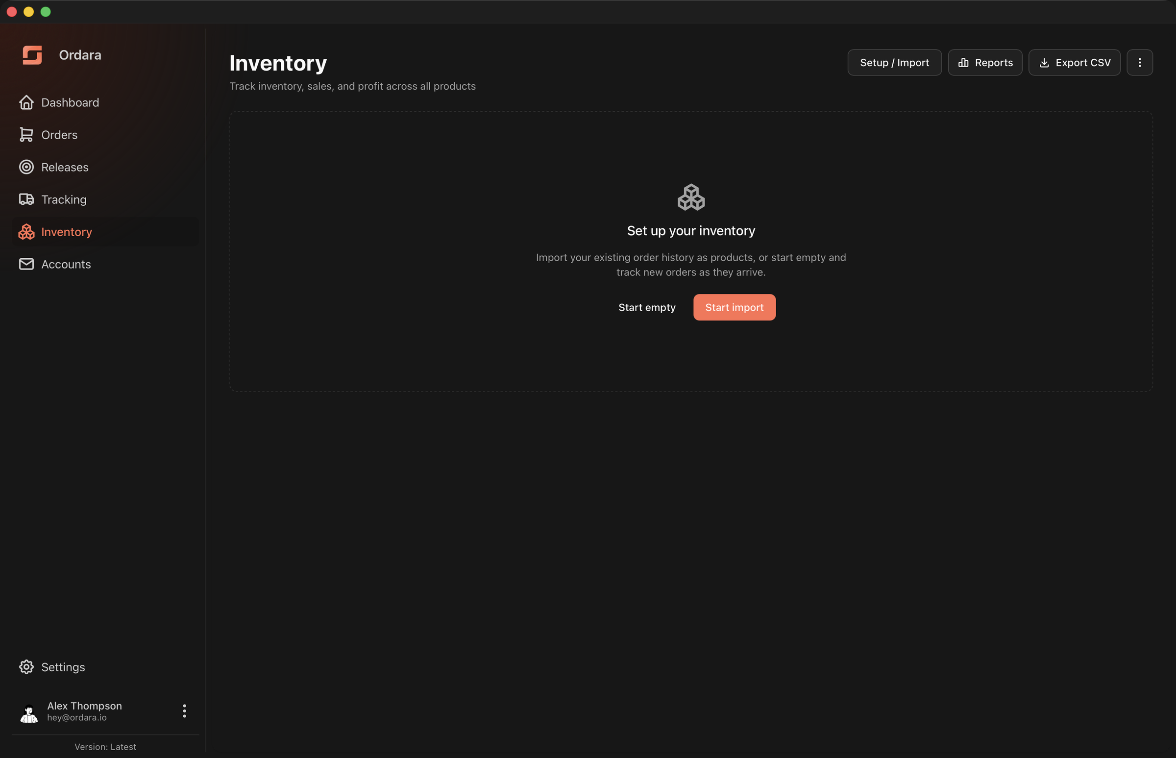 Set up your inventory